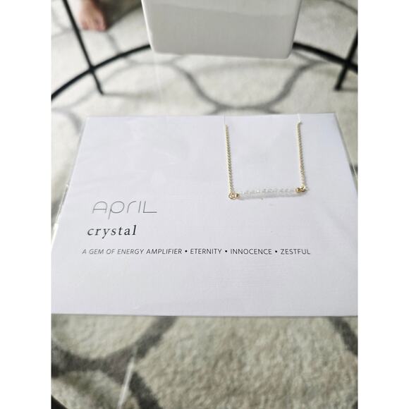 14K Dipped Gold April Crystal Gem Necklace New - Picture 1 of 3